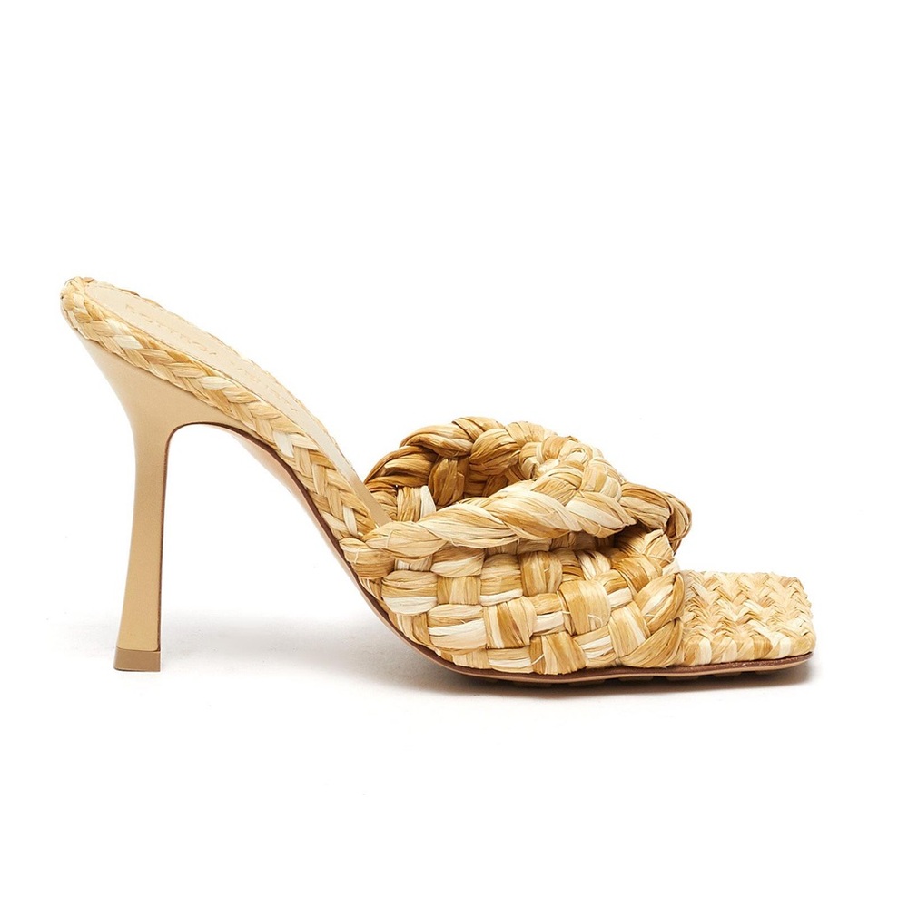 BOTTEGA VENETA Raffia Twisted Intrecciato Stretch Mule